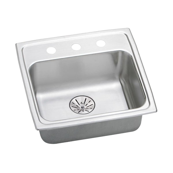 Elkay Lustertone Stainless Steel 19-1/2 X 19 X 6-1/2 Single Bowl Top Mount Ada Sink With Perfect Drain LRADQ191965PDMR2 - main